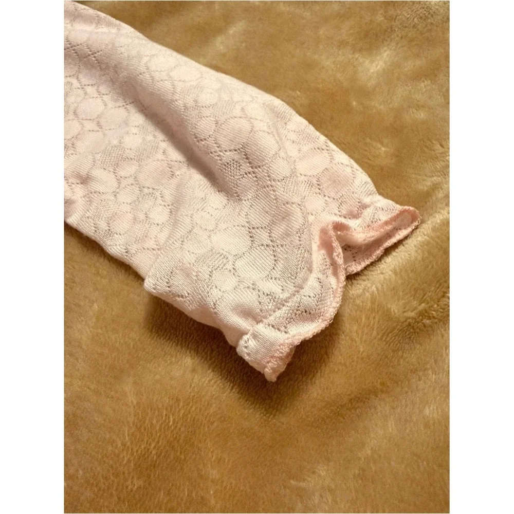 Vintage Disney Pooh Pink Pointelle Lace Footed Sleeper Baby Girl 12-18 lbs